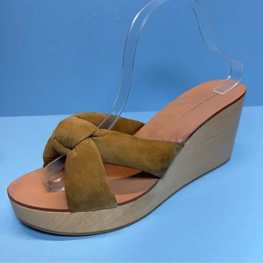 Loeffler Randall Taylor‎ Platform Wedge Heel Sandals in Sienna Tan Suede 11